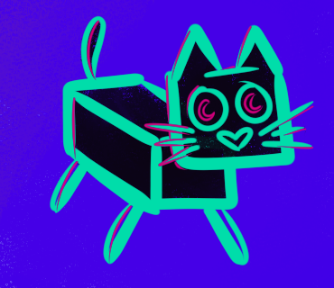 A sketch of MoonCat with a cubic body.